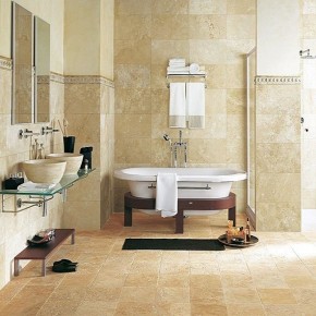 Carrelage salle de bain en travertin