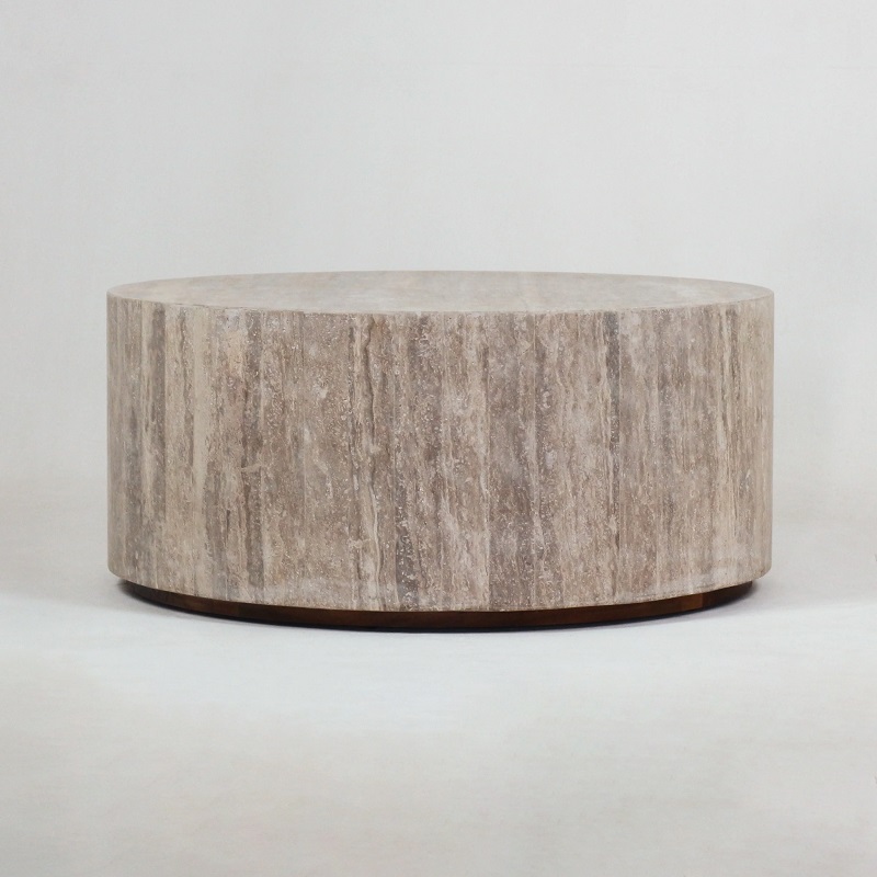 Table basse ronde en travertin Luna
