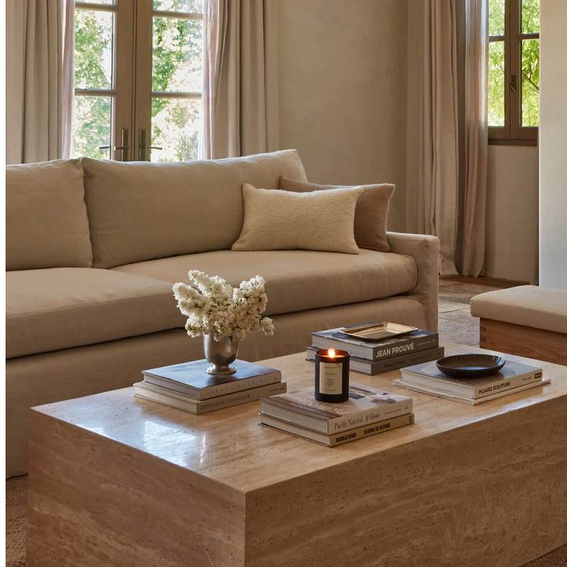 Table basse en travertin rectangulaire Style